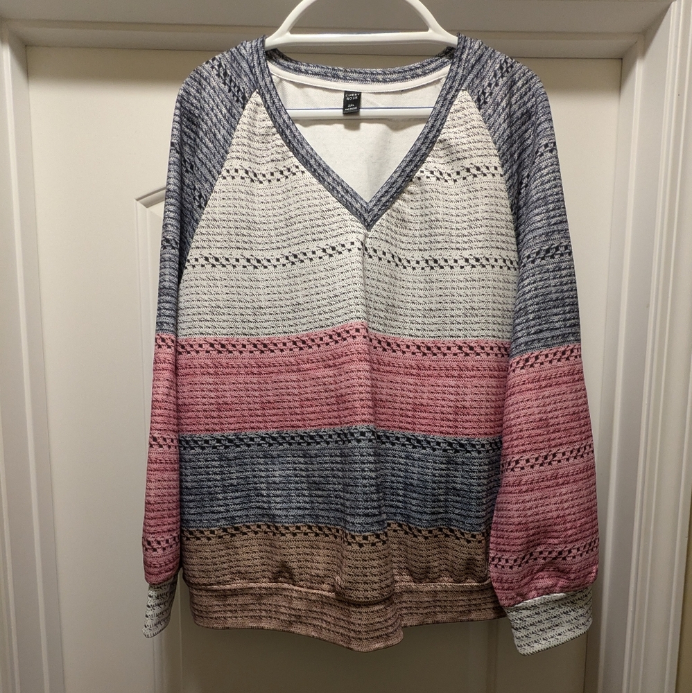 Long sleeve heavy weight V-Neck shirt 2XL